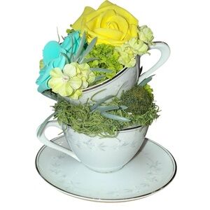 Double Decker Teacup Arrangement  Home Decor Mother Birthday Wedding Gift